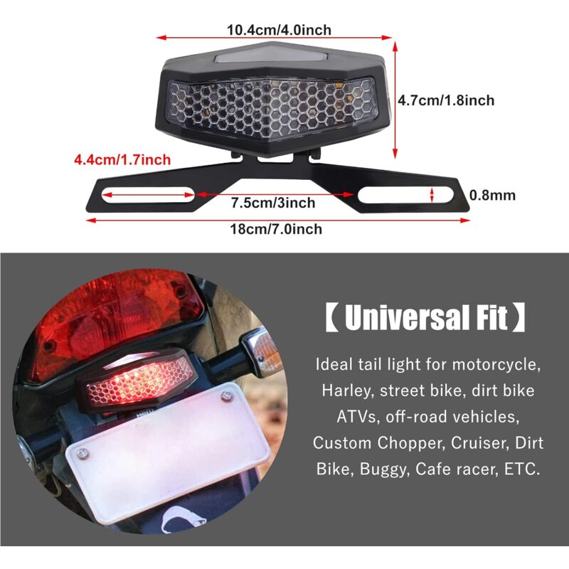 Motorcycle LED Tail Light With License Plate Lamp Holder Integrated Turn Signals Brake Light Universal For Motorcycle