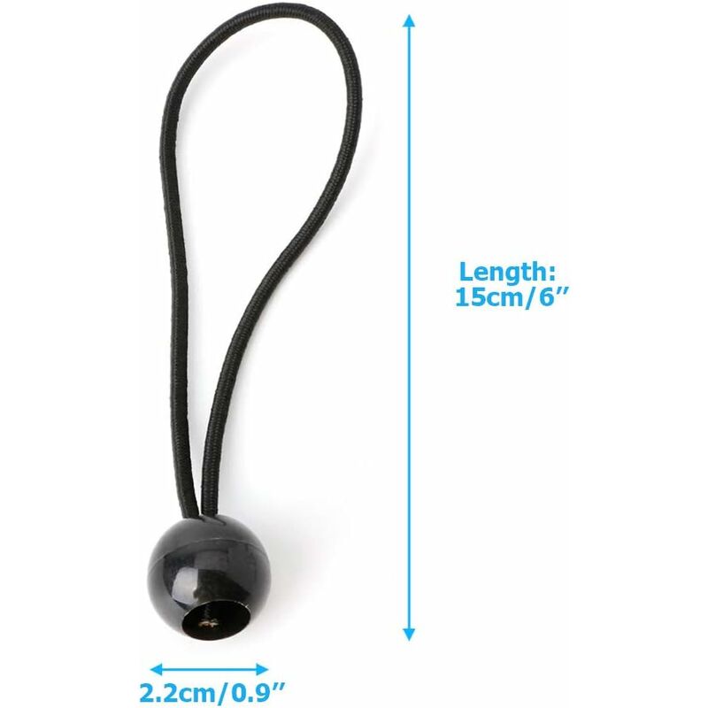 30 pcs Bungee Cords, Rubber Bungee Cords With Elastic Ball For Tarp Tents, Banner, Flag, Camping, Pavilion (Black)