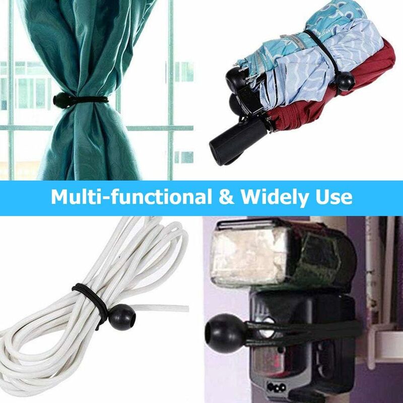 30 pcs Bungee Cords, Rubber Bungee Cords With Elastic Ball For Tarp Tents, Banner, Flag, Camping, Pavilion (Black)