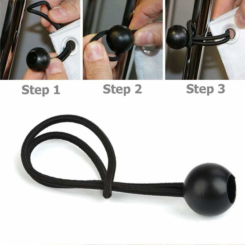 30 pcs Bungee Cords, Rubber Bungee Cords With Elastic Ball For Tarp Tents, Banner, Flag, Camping, Pavilion (Black)