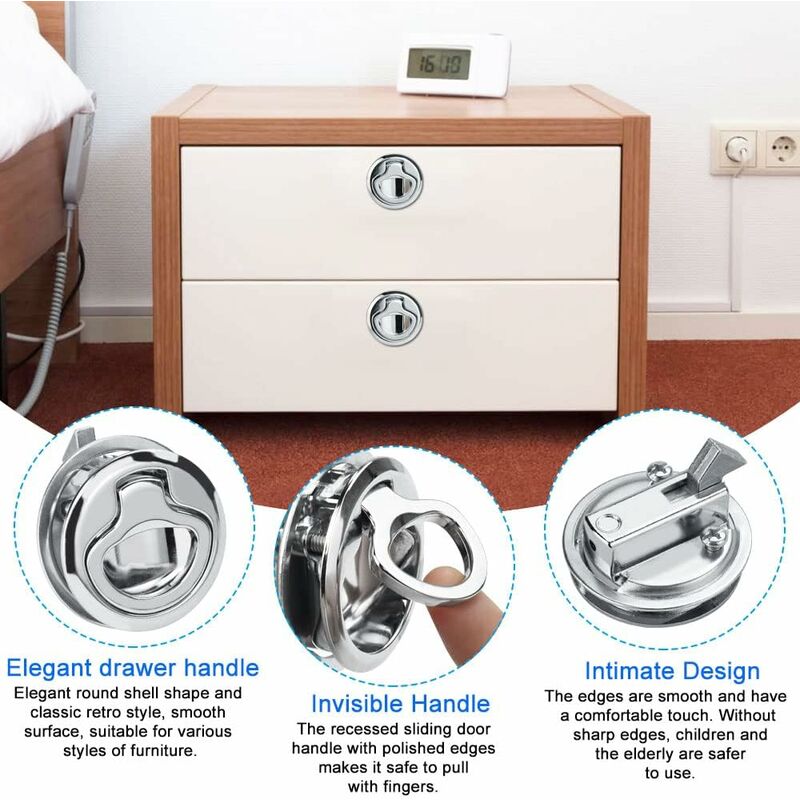 2 pcs Zinc Alloy Flush Hatch Latch Boat Hatch Latch Boat Pull Latch Flush Hatch Latch Lock For Furniture, Drawers,