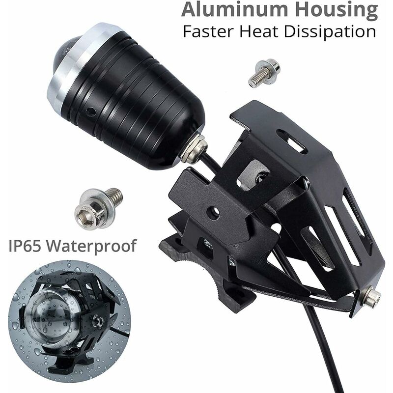 2 pcs 125W Motorcycle Headlight Extra LED Fog Light Motorbike Spotlight 1200Lm U5 Waterproof Motorcycle Scooter 4