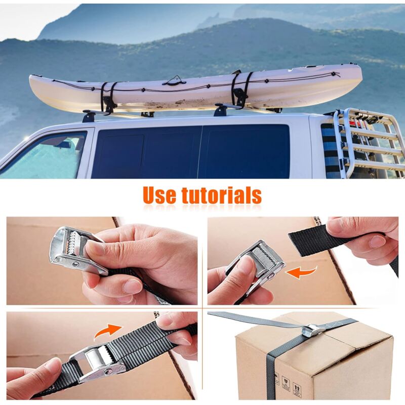 10M Tie Down Strap, 4 pcs Ratchet Strap With Zinc Alloy Buckle For Motorcycle/Car/Bike Carrier/Luggage/Moving Securing