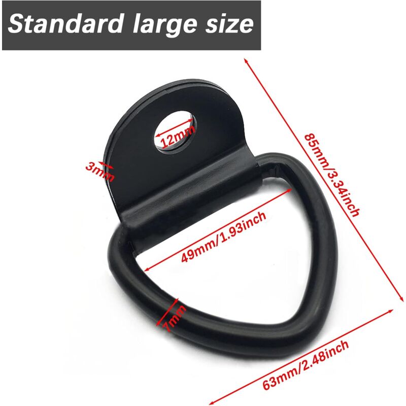 Lashing Ring 6 Pieces D-Ring Anchor 85 X 63 Mm, Black Heavy Duty Lashing Rings Load 300Kg For Trailer Heavy Equipment