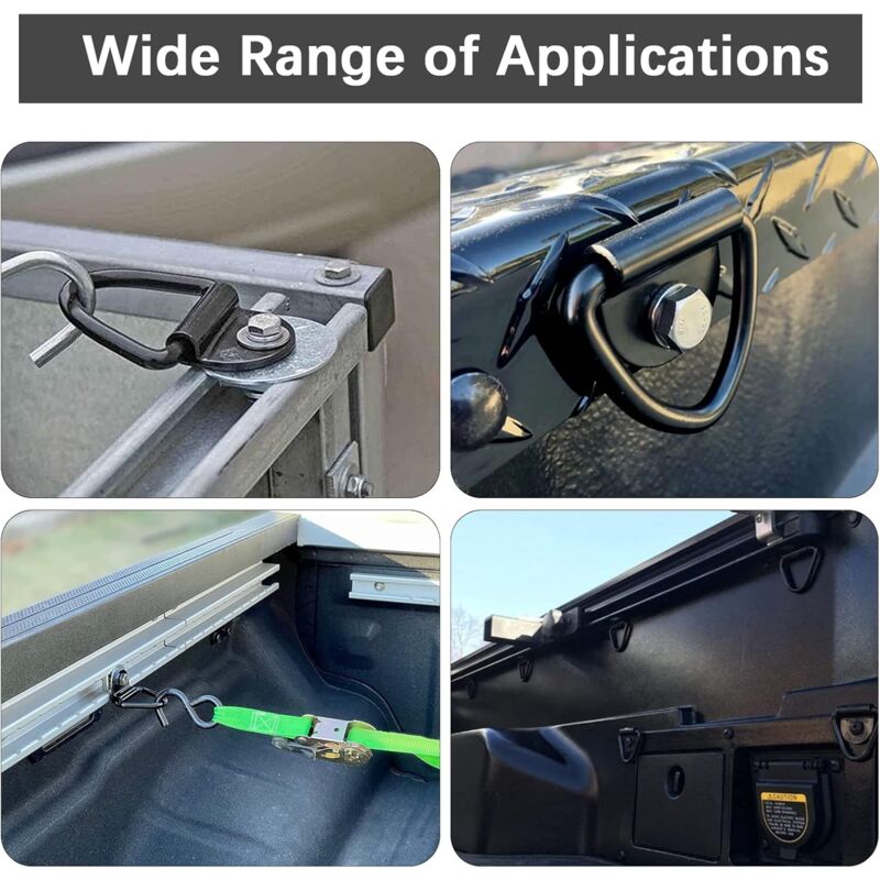 Lashing Ring 6 Pieces D-Ring Anchor 85 X 63 Mm, Black Heavy Duty Lashing Rings Load 300Kg For Trailer Heavy Equipment