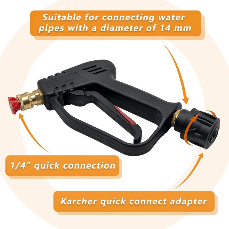 4000 Psi High Pressure Washer Gun With 5 Water Nozzle Tips, Car Cleaning Gun