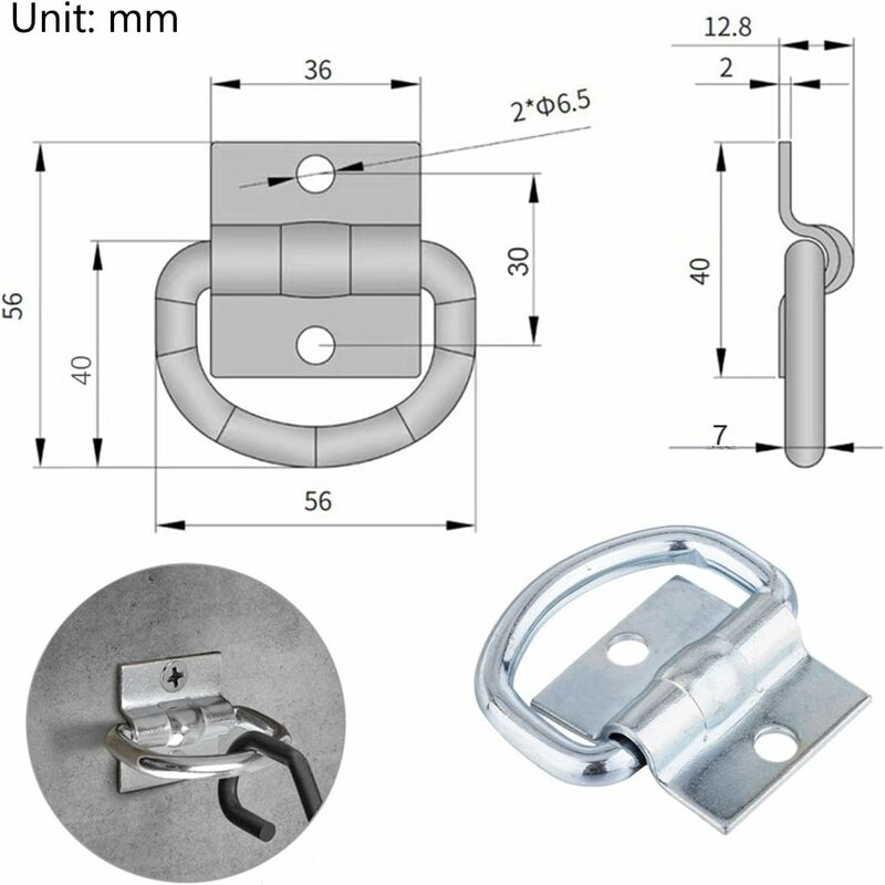 4 pcs Tie Down Rings, D-Ring Trailer Tarpaulin Tie Downs With Screws For Boats, Trucks, Vans And Homes