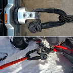 2 pcs Soft Shackle Tow ROpes For Truck Atv Marine, One-Piece Outdoor Recovery Straps, Red