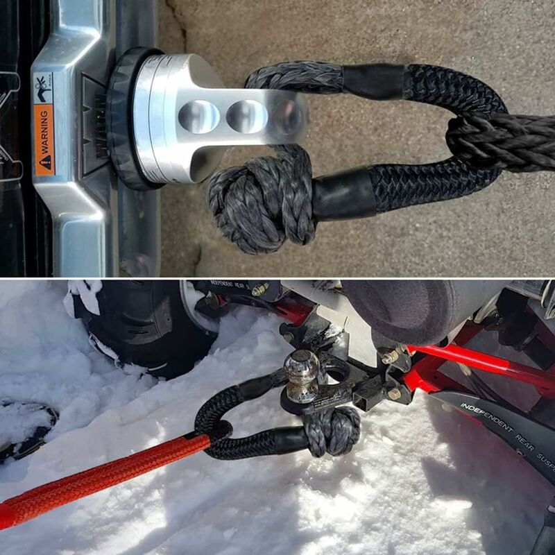 2 pcs Soft Shackle Tow ROpes For Truck Atv Marine, One-Piece Outdoor Recovery Straps, Red