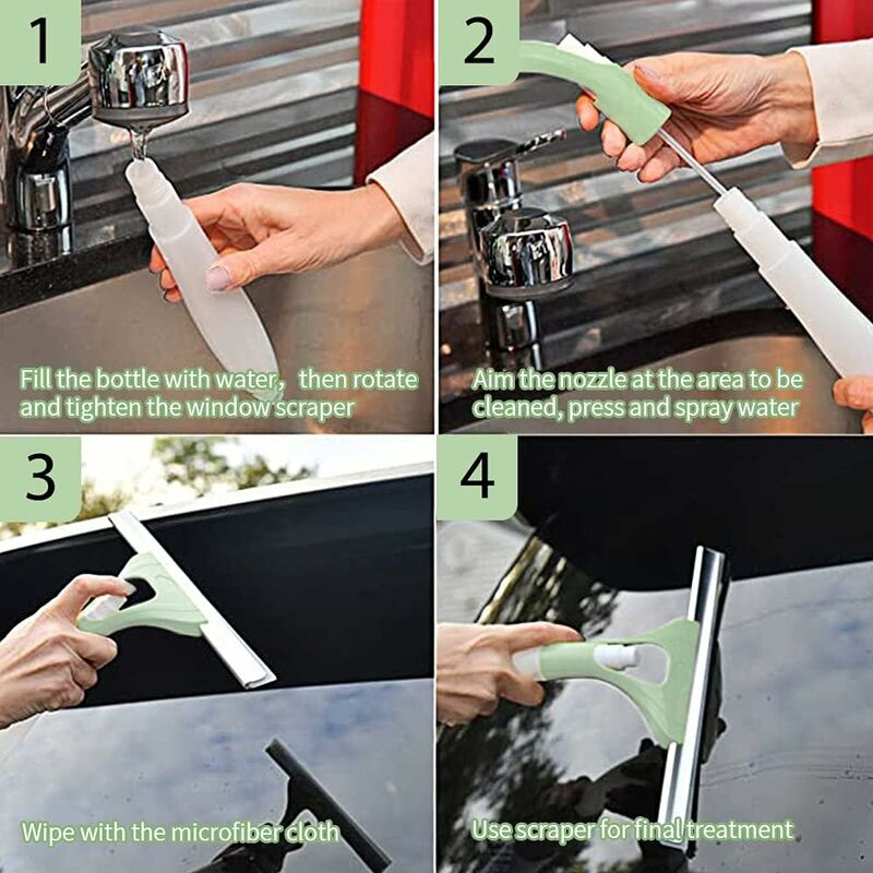Green Car Window Cleaning Squeegee For Interior And Exterior