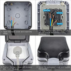 Waterproof Outdoor Wall Socket, Ip66 Weatherproof Outdoor Socket For Kitchen, Bathroom, Garage, Pool And Garden