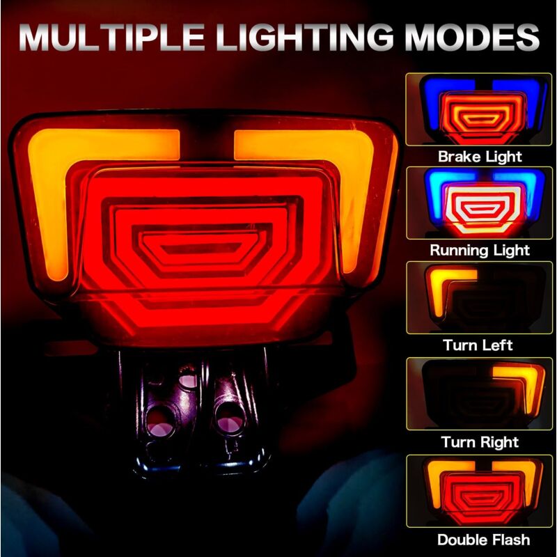 LED Motorcycle Tail Light Integrated Turn Signal,LED Brake Light,Driving Light With Waterproof License Plate Holder For