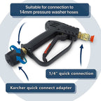 High Pressure Washer Gun, 4000 Psi 280Bar, M22 Interface (14 Mm) Contains Karcher Quick Connector, 5 Water Nozzle Tips