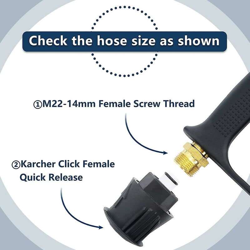 High Pressure Washer Gun, 4000 Psi 280Bar, M22 Interface (14 Mm) Contains Karcher Quick Connector, 5 Water Nozzle Tips