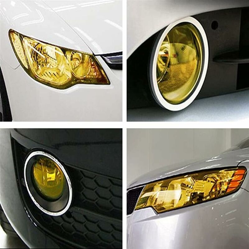 30Cm×100Cm Car Fog Light Tail Light Vinyl Film Sticker (Yellow)