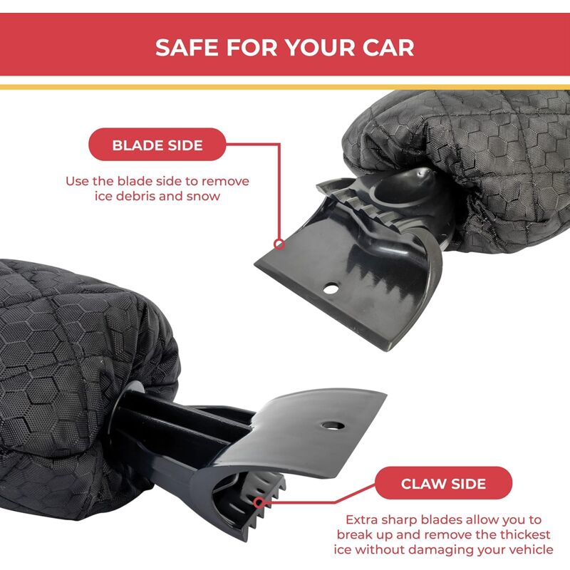 2 Pack Car Ice Scraper - Car Windshield Scraper Window Glove, Snow Scrapers With Waterproof Lining, Removes Ice And