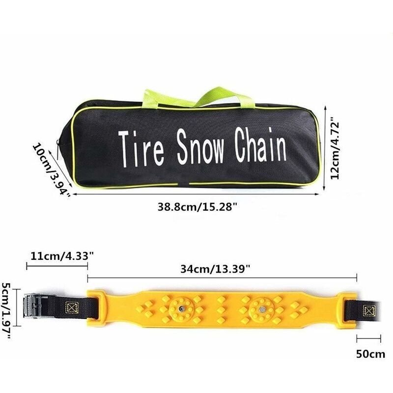 10 pcs Car Snow Socks 185-225 Mm, Yellow Snow Chains, Adjustable Emergency Traction Cables Anti-Slip Car Tire Chain,