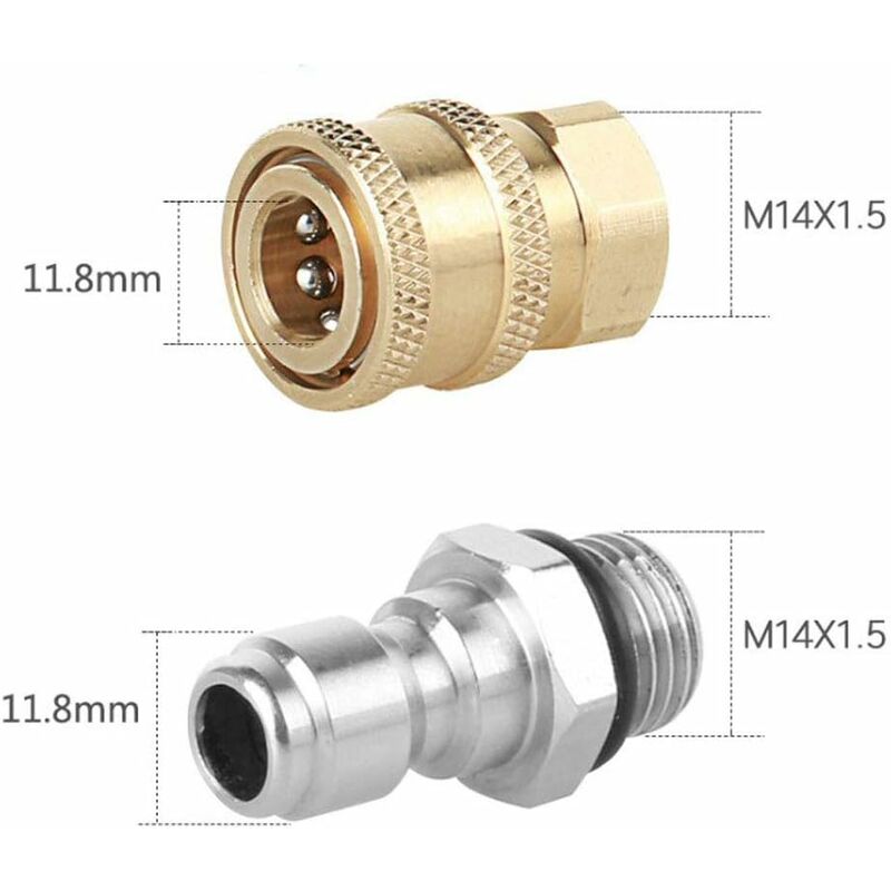 High Pressure Sprayer Nozzle Connectors, M14 Thread, 1/4 Quick Connector, Hose Connection Parts, Snow Foam Bottle
