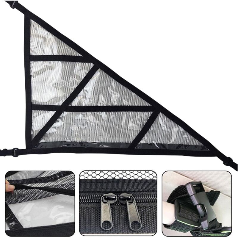 Ceiling Cargo Net - Triangle Car Ceiling Cargo Net Pocket Storage Net - Adjustable Double Layer Mesh ROof Organizer