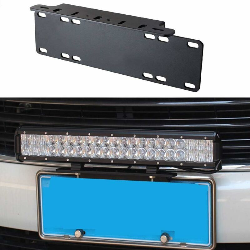 Universal Black Alloy License Plate Holder Front Bumper LED Bar And Work Lights License Plate Mounting Bracket For 4X4