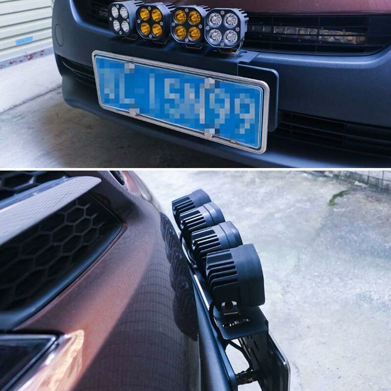 Universal Black Alloy License Plate Holder Front Bumper LED Bar And Work Lights License Plate Mounting Bracket For 4X4