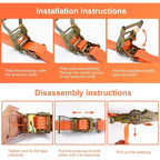 2 Pieces Ratchet Strap With Hooks, Length 6 M, Width 3.8 Mm, Ratchet Tie Down Strap, Tensioning Straps, Supporting A