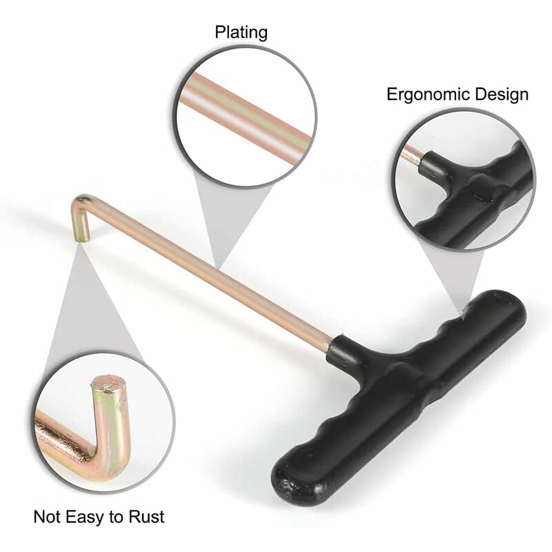 Trampoline Spring Pull Tool T-Hook, Trampoline Tools Metal Tent Stake Puller For T-Hook, Hand Tool T-Hook Adjustment