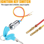 2 Wire Ignition Switch, Key Start Switch With 2 On-Off Buttons For Electric Scooter Atv Moped Go Kart