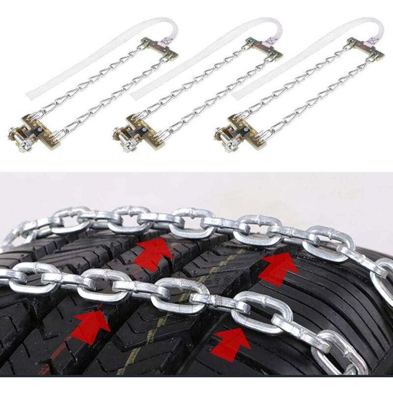 Tire Anti-Skid Chain, 3 pcs Steel Anti-Skid Chain For Car Snow Mud Chain(235-265Mm)