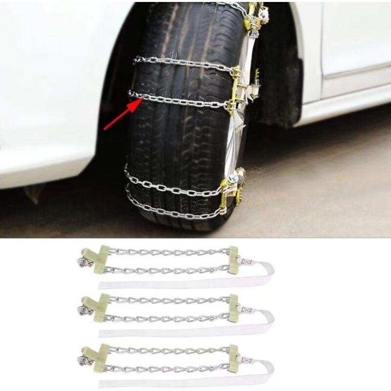 Tire Anti-Skid Chain, 3 pcs Steel Anti-Skid Chain For Car Snow Mud Chain(235-265Mm)