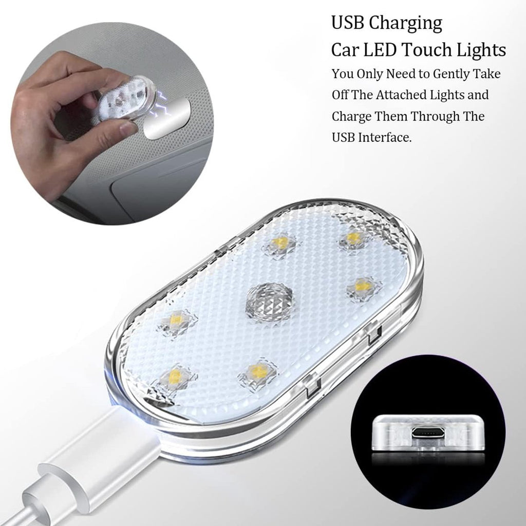 Set of 2 LED car interior lights, 7-color ambient lighting, USB rechargeable reading lights, portable