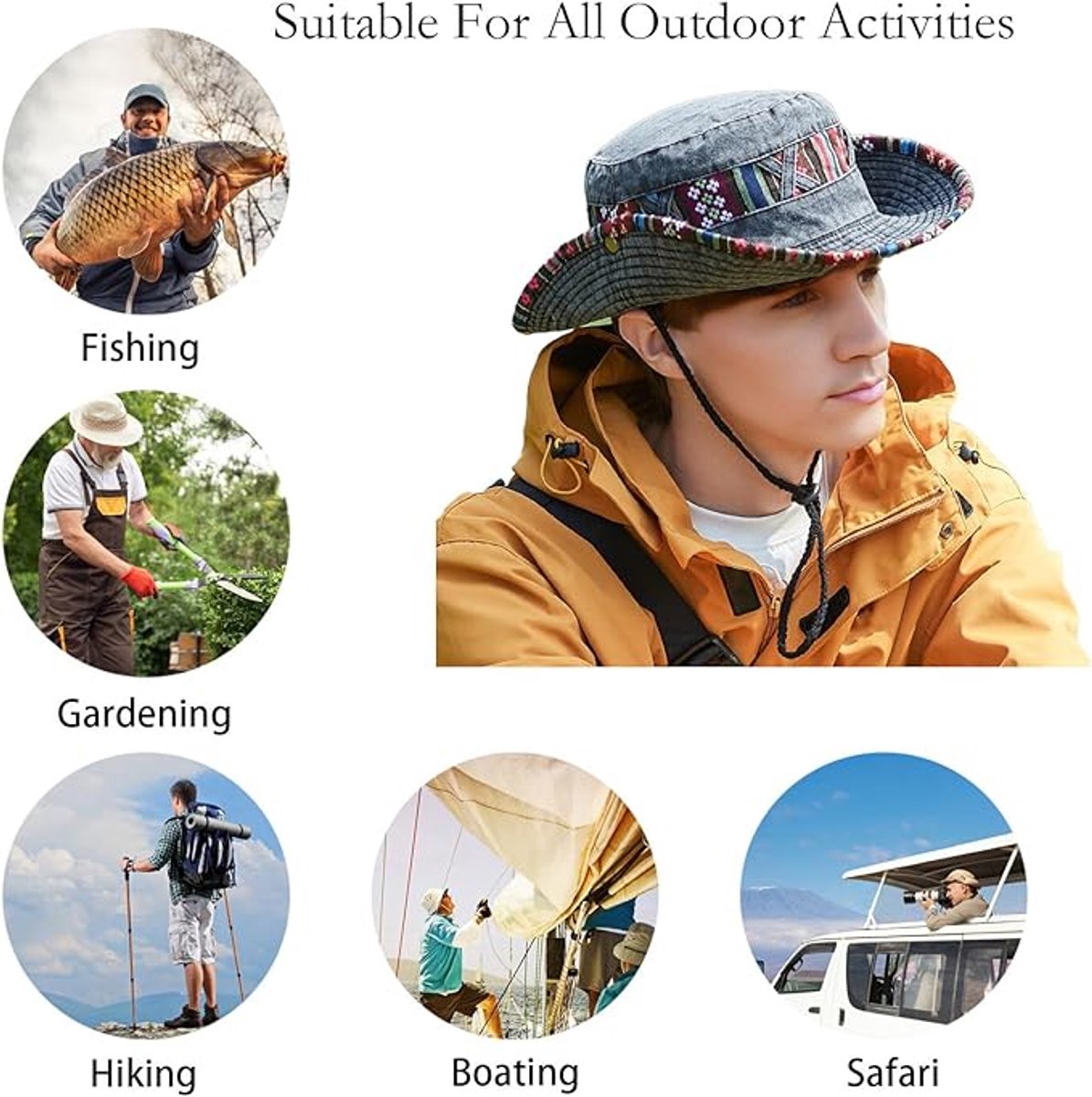 Sun hat - Men's summer hat - UV protection - Foldable cotton hunting hat - Outdoor hiking hat - Jungle hat - Fisherman's hat - Garden hat - Beanie hat
