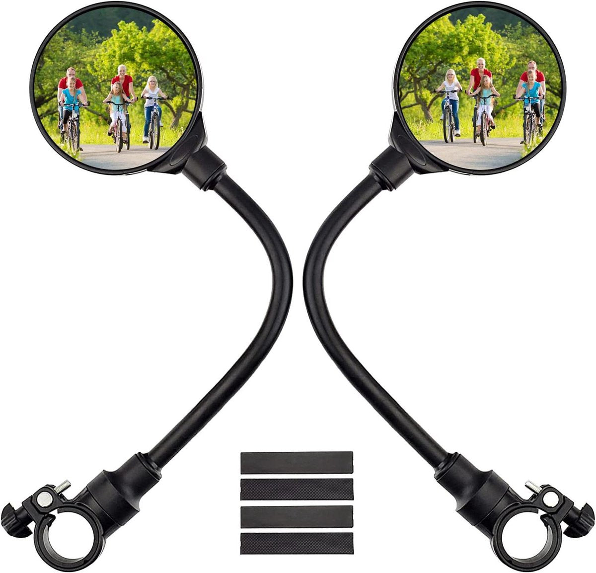 2-Piece Convex Bicycle Mirrors - Universal HD Handlebar Mirrors with 360-Degree Rotation and Wider Field of View for Bicycles and Electric Bikes