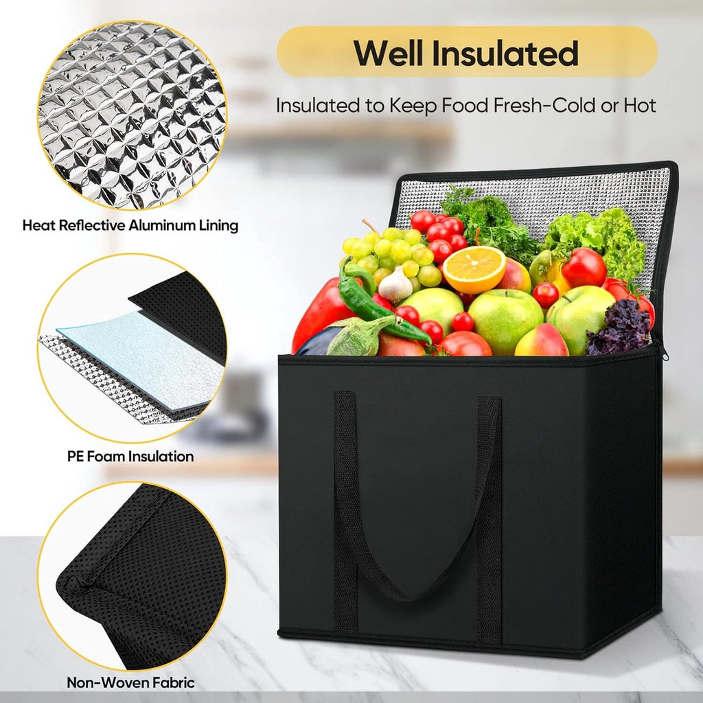Insulated bag - Set of 2 reusable and insulated grocery bags - Insulated bag - Lunch bag - Picnic bag - Foldable insulated bag - Large, sturdy insulated bag