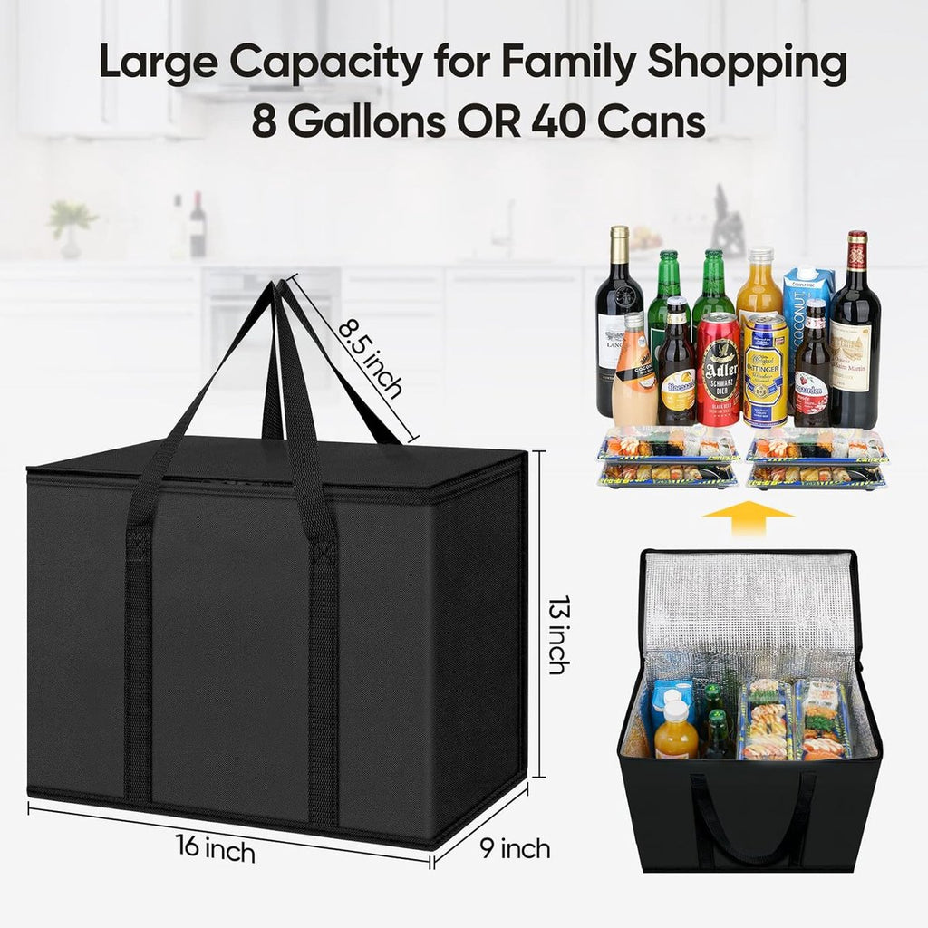 Insulated bag - Set of 2 reusable and insulated grocery bags - Insulated bag - Lunch bag - Picnic bag - Foldable insulated bag - Large, sturdy insulated bag