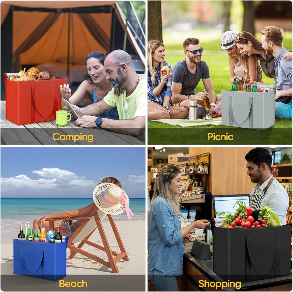 Insulated bag - Set of 2 reusable and insulated grocery bags - Insulated bag - Lunch bag - Picnic bag - Foldable insulated bag - Large, sturdy insulated bag