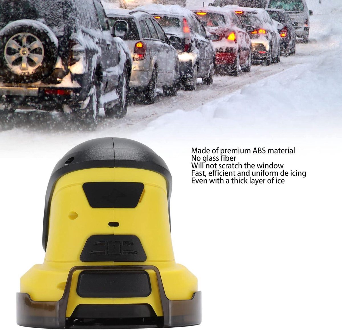 Snow scraper with rotating disc - de-icing and thawing - car - winter - window - snow shovel - windshield - electric