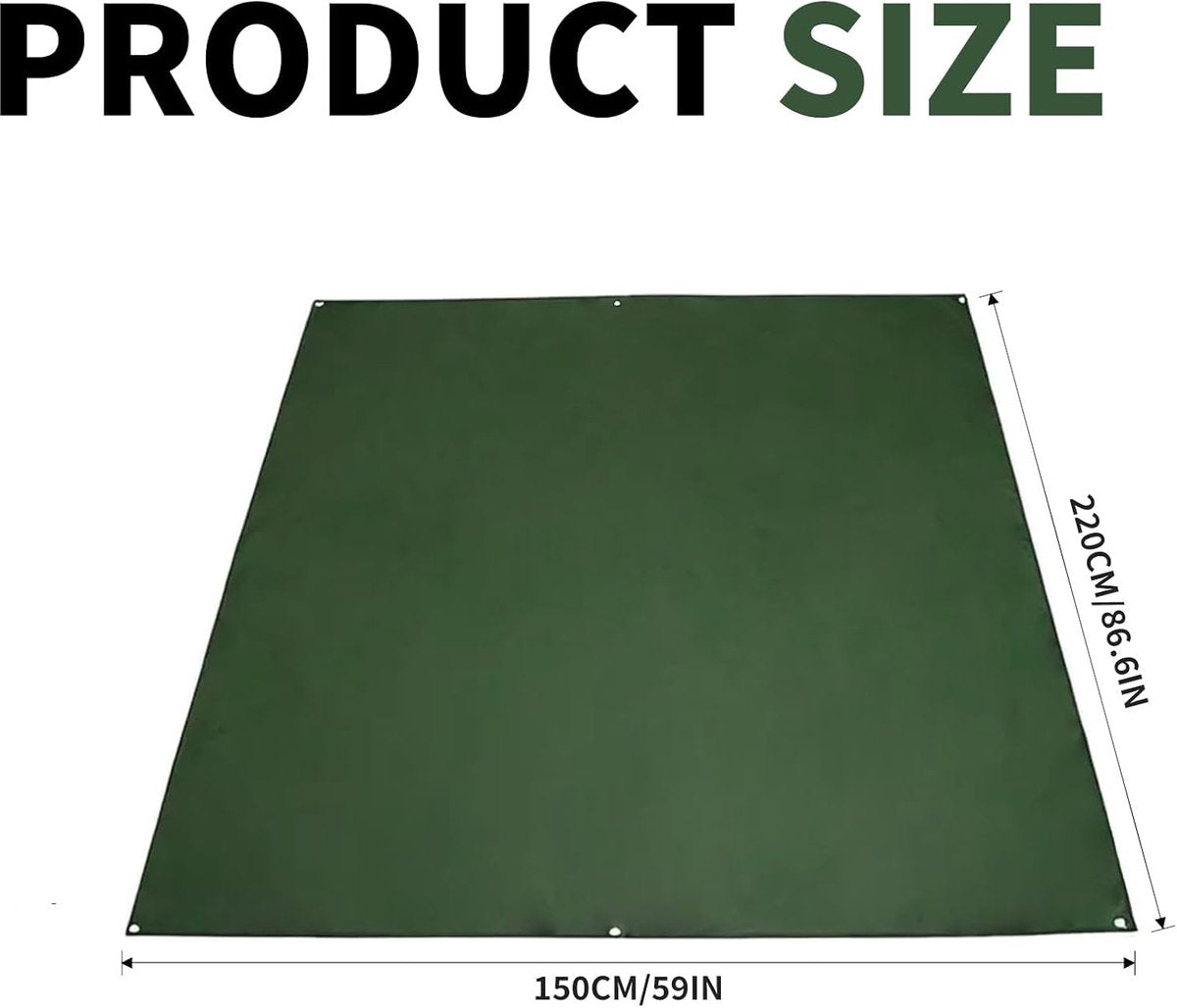 Waterproof camping tarp 2x1.5m - With rings - Heavy-duty groundsheet for tents, outdoor blankets and hammocks