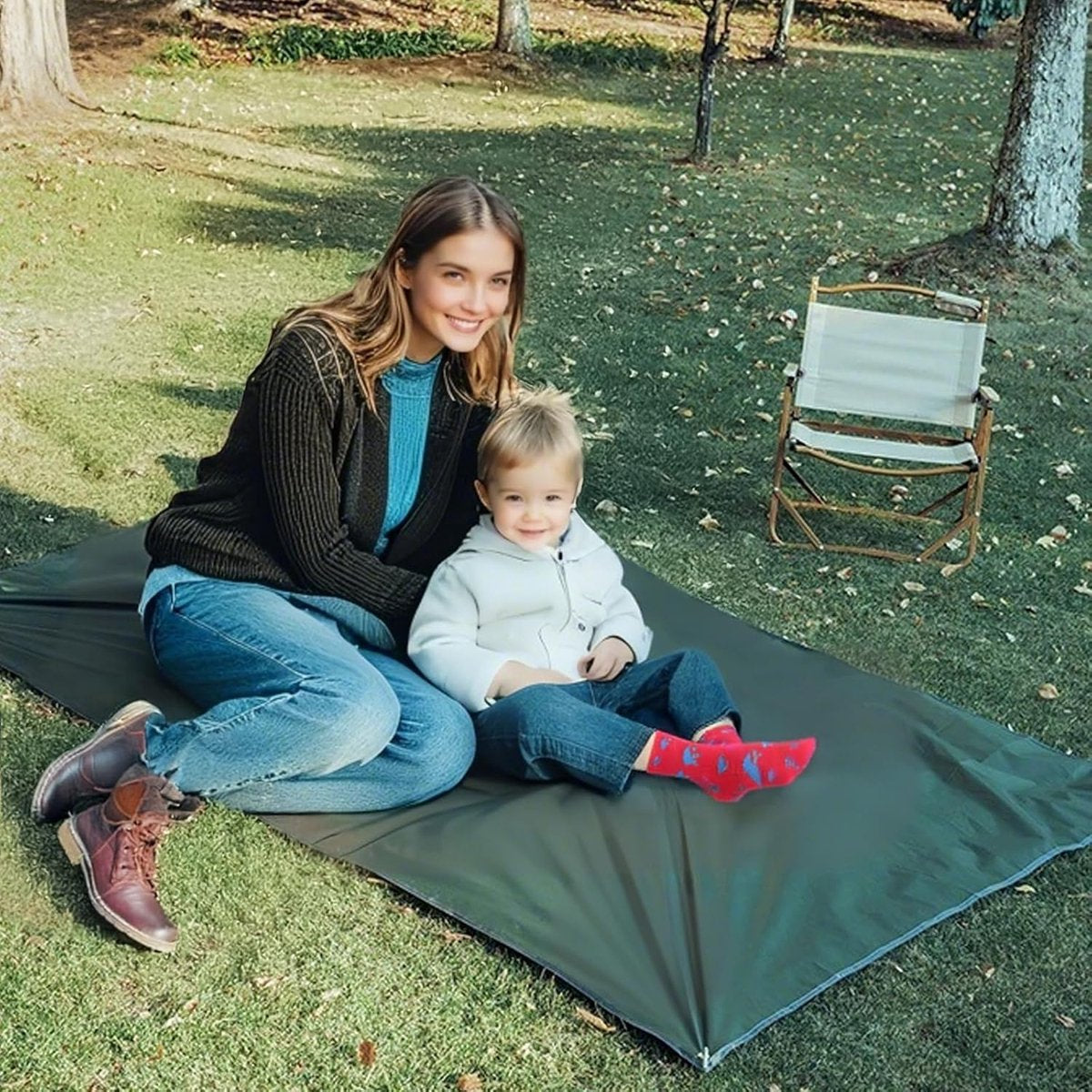 Waterproof camping tarp 2x1.5m - With rings - Heavy-duty groundsheet for tents, outdoor blankets and hammocks