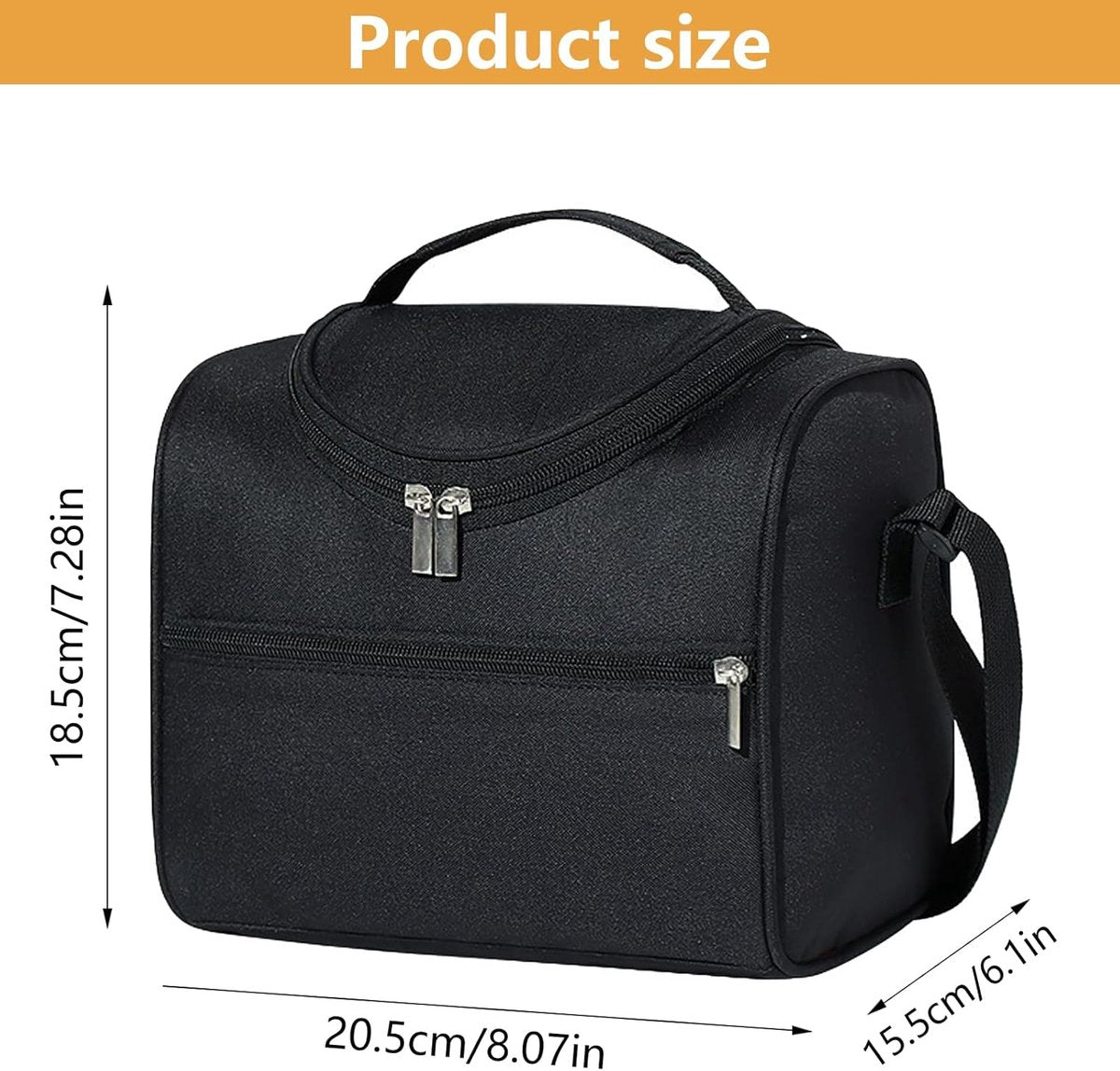 Picnic bag - Lunch bag - Lunch bag for adults - Insulated lunch bag for men - Reusable cooler - Waterproof and easy to clean - For work, travel, picnics, outdoor activities, school, and the office