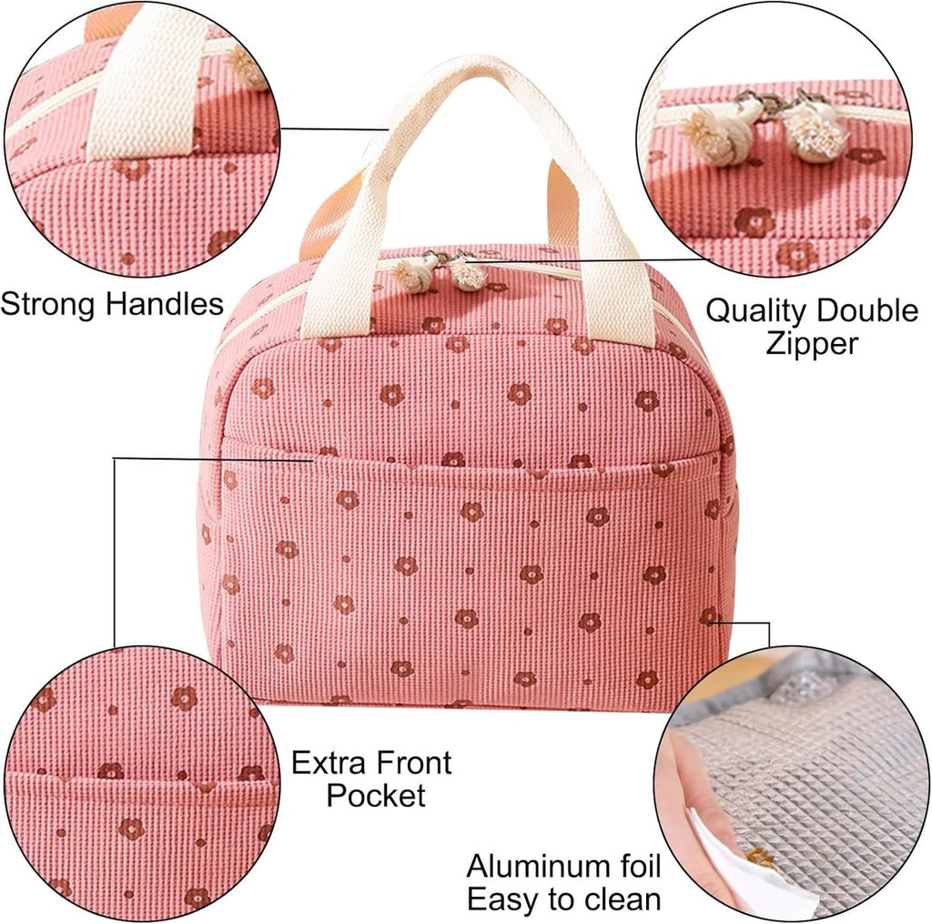 Women's Insulated Lunch Bag - Pink Insulated Bag for Work and School