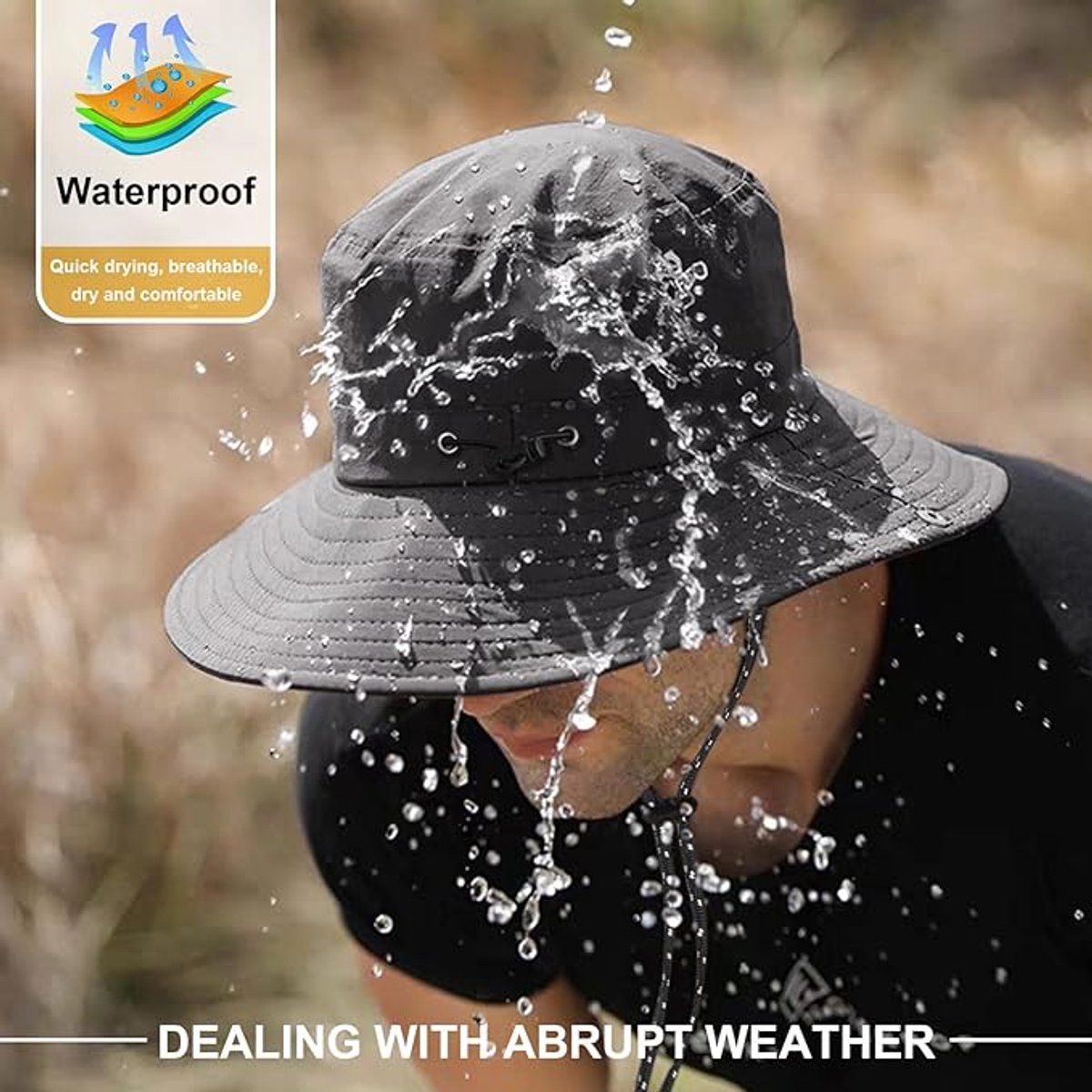Sun hat - Fishing hat - Foldable fishing hat for women and men - UPF 50+ sun protection and waterproofing - Unisex summer hat - Hiking and rain hat - 54-58 cm
