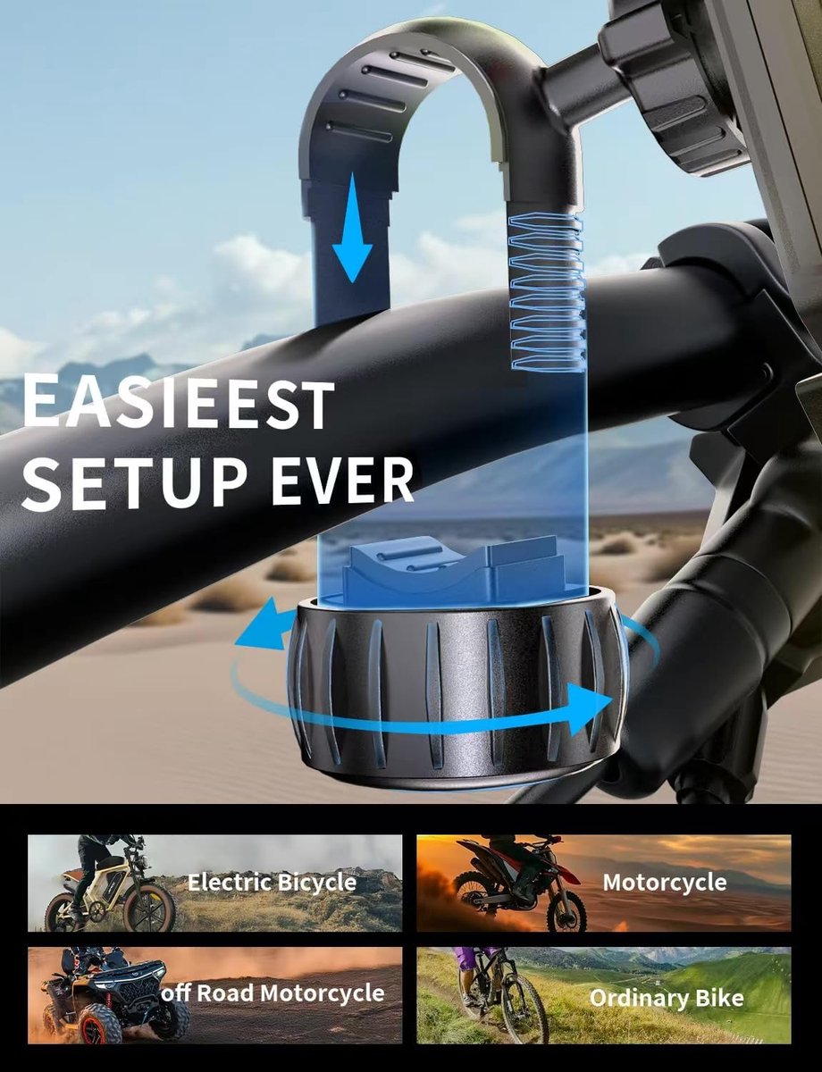 Bicycle Phone Holder - Easy to Install - Motorcycle Phone Holder - [Ultra-Stable Bicycle Phone Holder - Electric Scooter Handlebar Phone Holder - For 4.7 to 7 inch Phones - Bicycle Accessories]