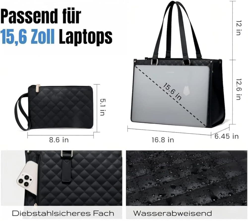 15.6 Inch 2-in-1 Insulated Leak-Proof Cooler Bag with Laptop Compartment, Beige
