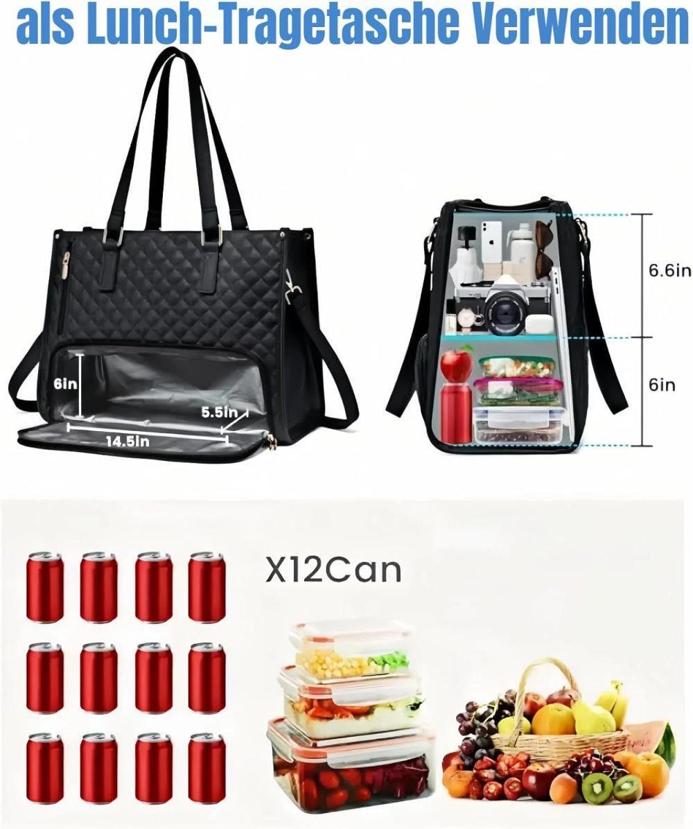 15.6 Inch 2-in-1 Insulated Leak-Proof Cooler Bag with Laptop Compartment, Beige