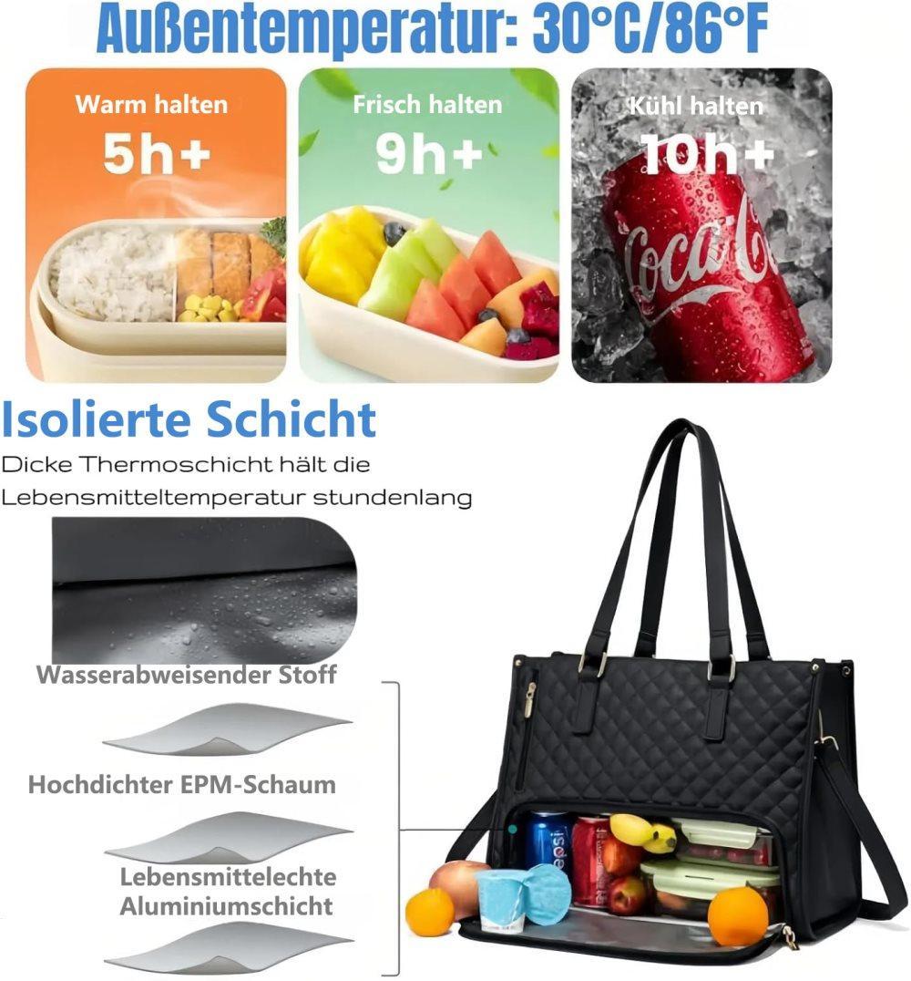 15.6 Inch 2-in-1 Insulated Leak-Proof Cooler Bag with Laptop Compartment, Beige