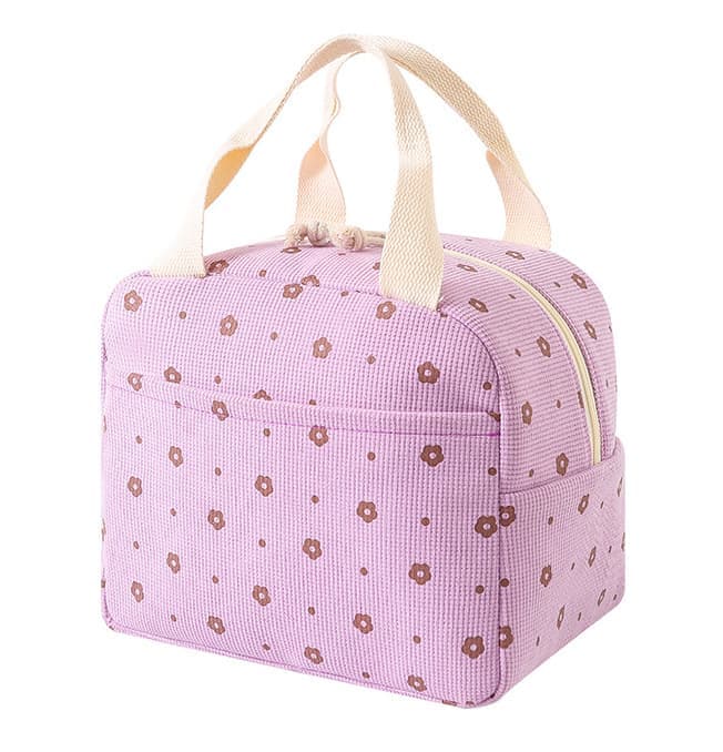 Insulated Corduroy Lunch Bag Cooler Leak-proof for Picnics and Work, 26cm
