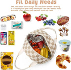 Insulated Corduroy Lunch Bag Cooler Leak-proof for Picnics and Work, 26cm