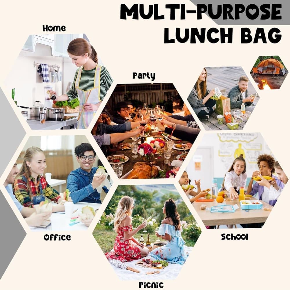Insulated Corduroy Lunch Bag Cooler Leak-proof for Picnics and Work, 26cm
