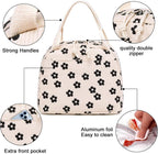 Insulated Corduroy Lunch Bag Cooler Leak-proof for Picnics and Work, 26cm